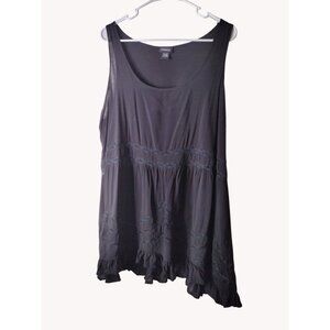 Torrid Top 1 Sleeveless Scoop Neck Tunic Lace Peasant